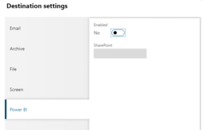 ER Destination Settings PowerBI